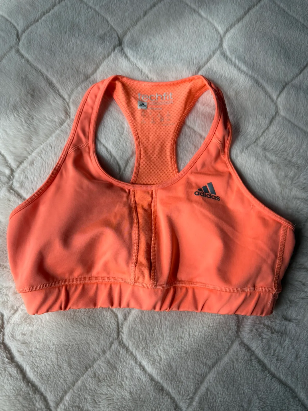 Adidas Techfit Medium Coral Sports Bra thumbnail