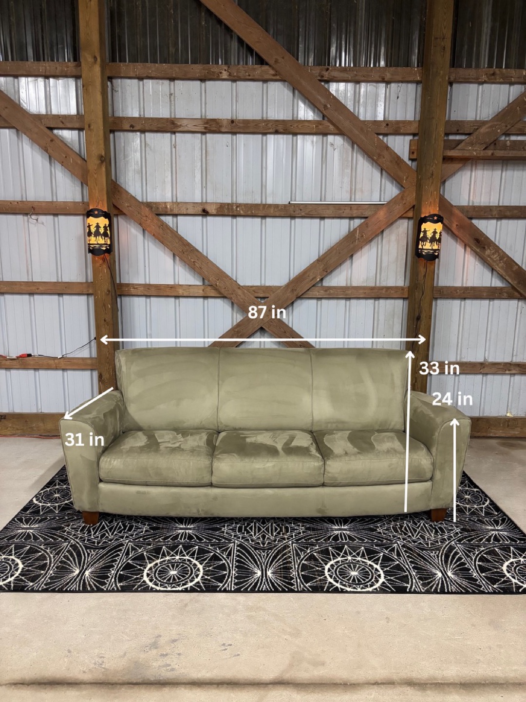 Natuzzi 3-Seater Green Sofa in Suede. Made in Italy 🇮🇹