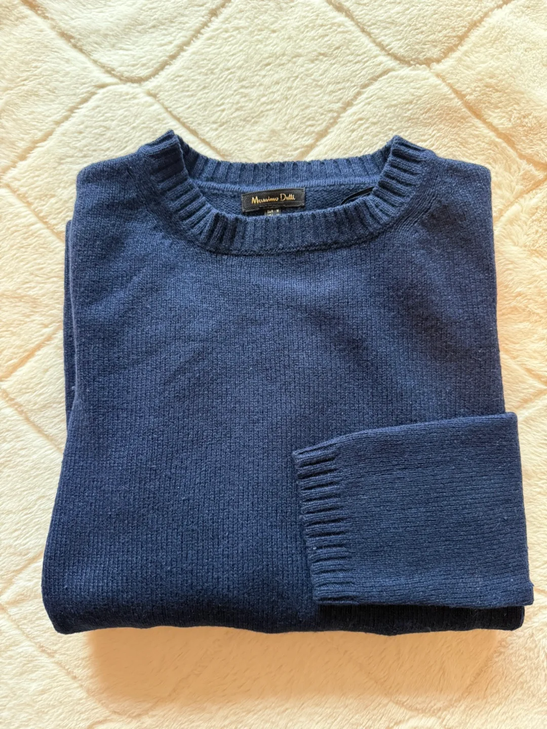 Massimo Dutti Men's Navy Blue Wool Cashmere Sweater Size M thumbnail