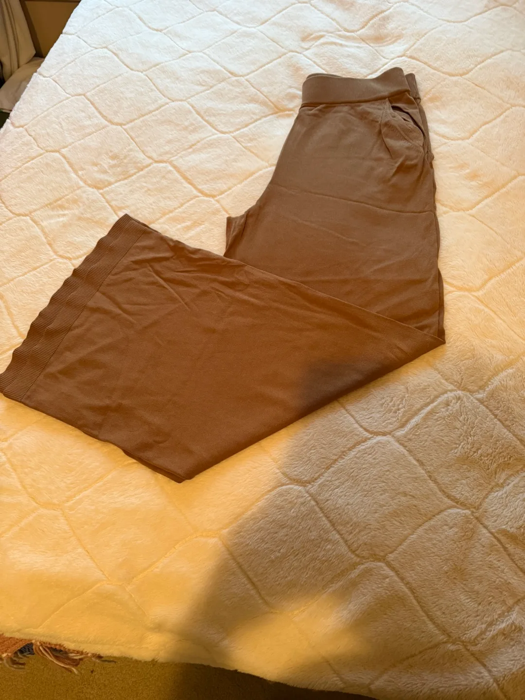 Massimo Dutti Brown Wide Leg Knit Pants - Size Large thumbnail