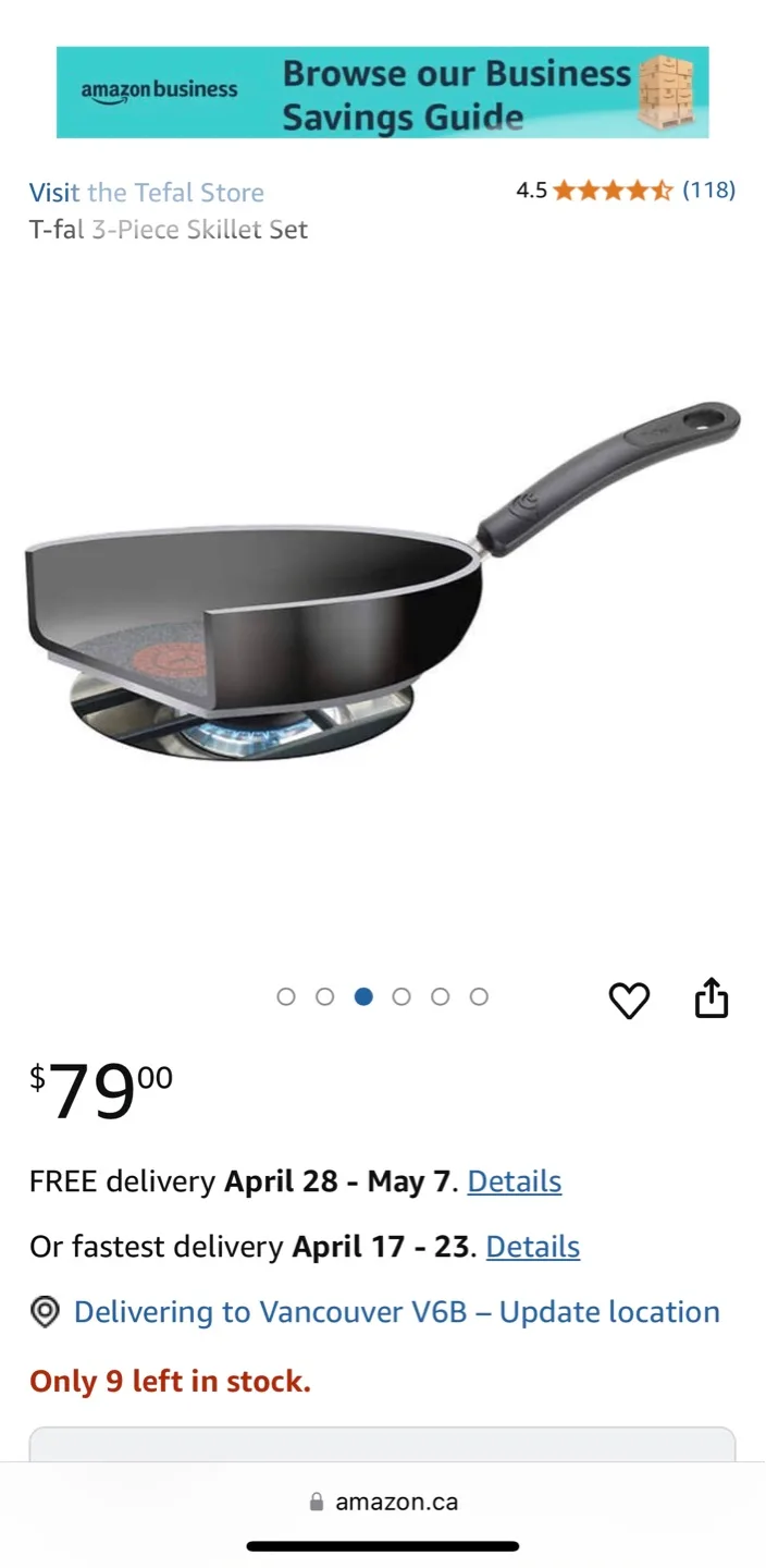 Brand new T-fal  3-Piece Skillet Set non stick image indicator(4)