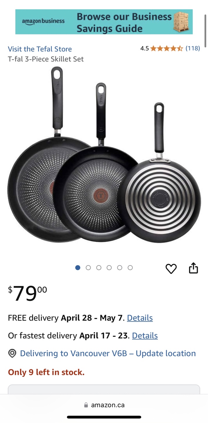 Brand new T-fal  3-Piece Skillet Set non stick