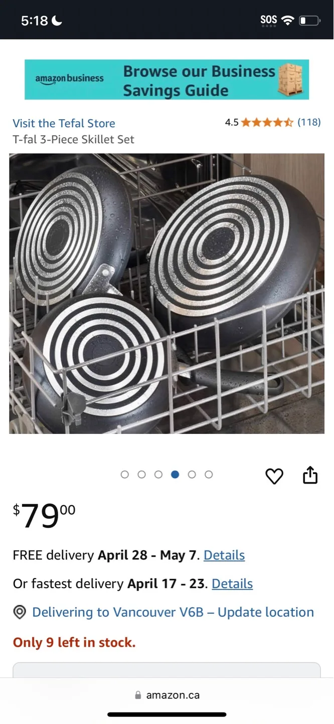 Brand new T-fal  3-Piece Skillet Set non stick image indicator(5)