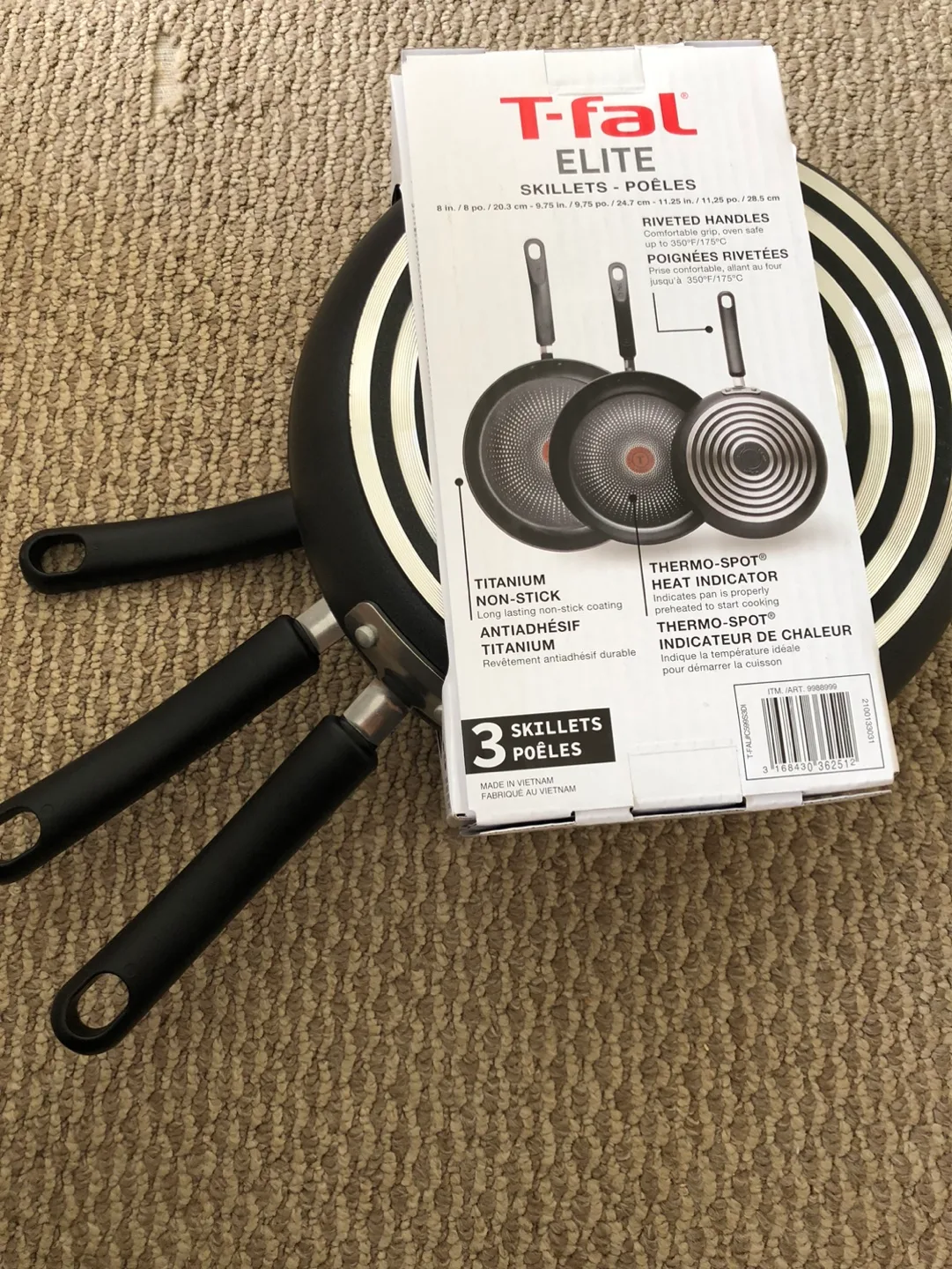 Brand new T-fal  3-Piece Skillet Set non stick image indicator(7)