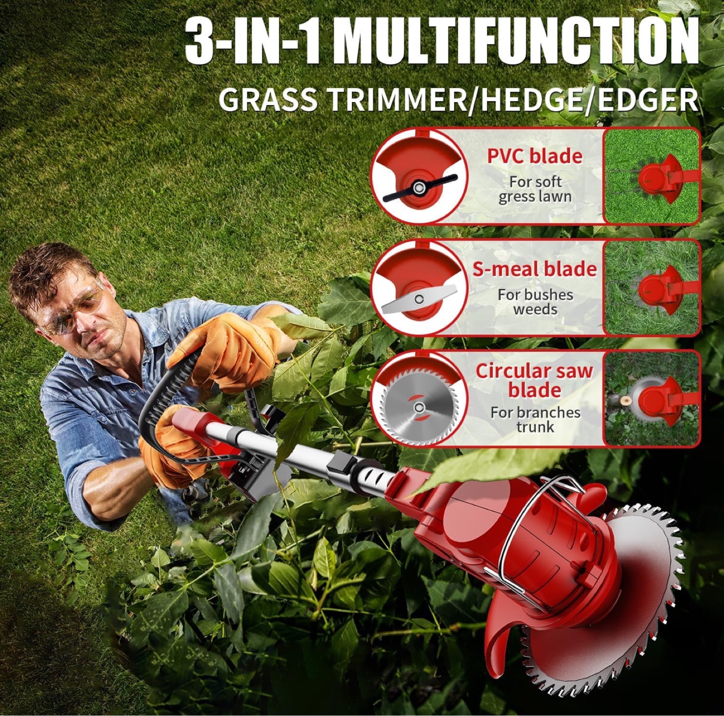 3-in-1 Multifunction Grass Trimmer/Hedge/Edger - photo 3