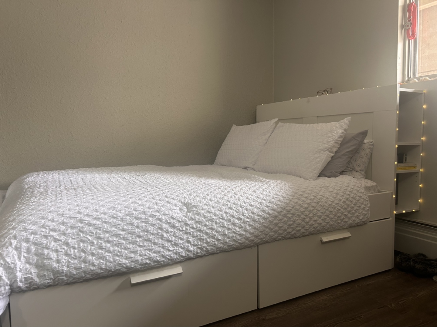 IKEA White Bed Frame with extra storage