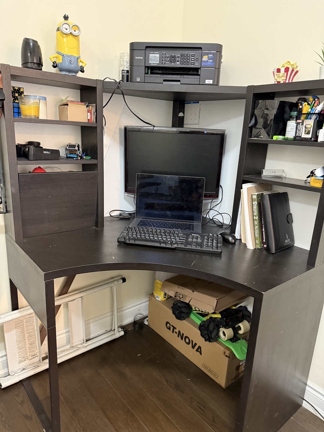 Corner Computer Desk + Gaming Chair with spare wheels