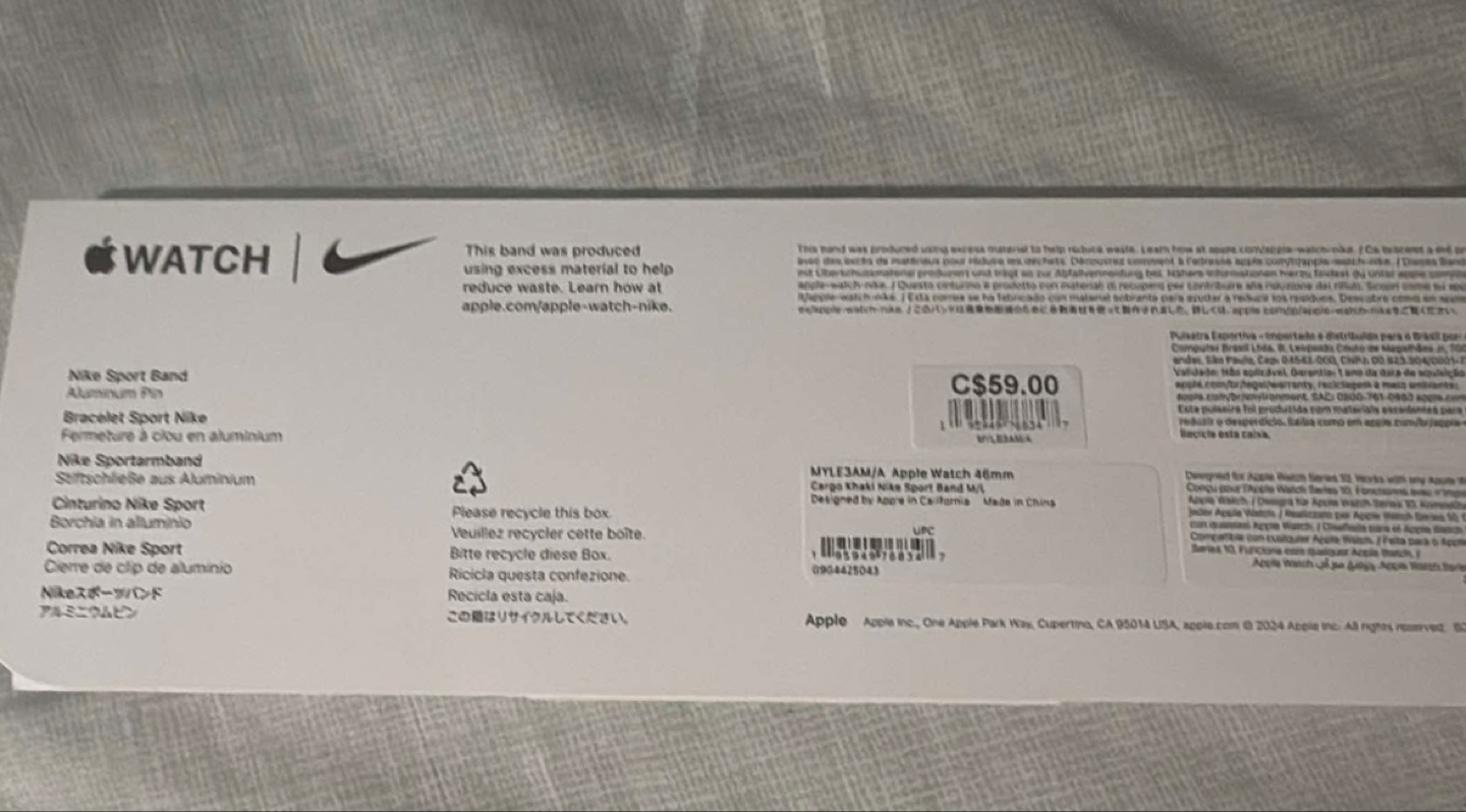 Nike Sport Band for Apple Watch - Black - Brand New - photo 3