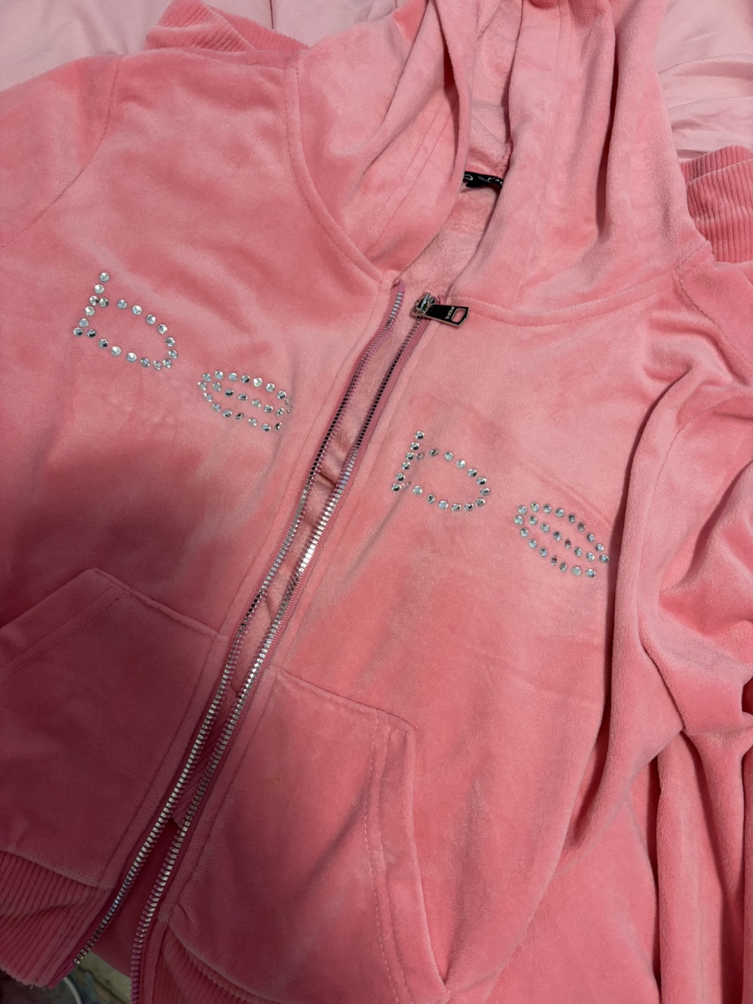 Bebe Pink Velour Tracksuit