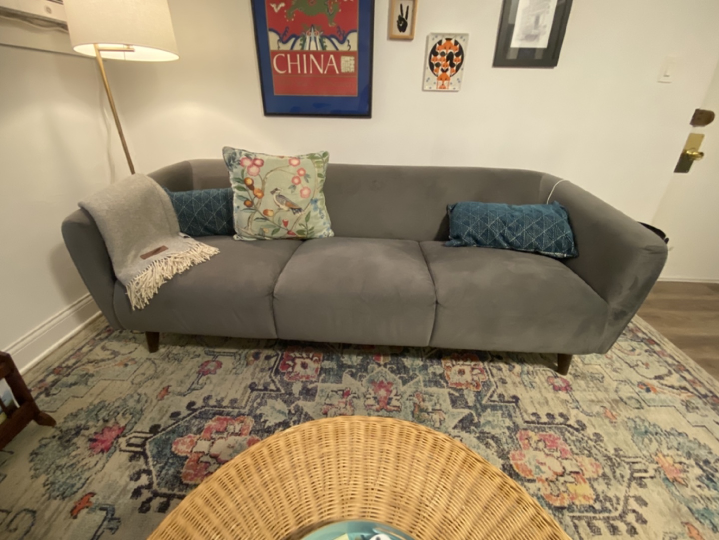 Gray Velvet Sofa - photo 3
