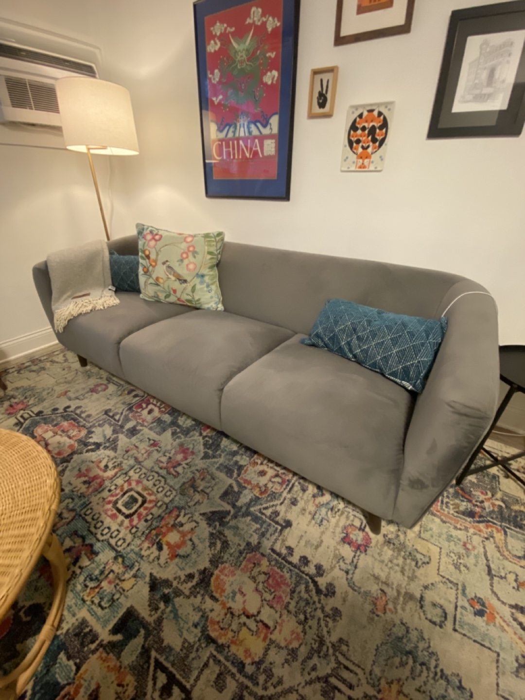 Gray Velvet Sofa - photo 2