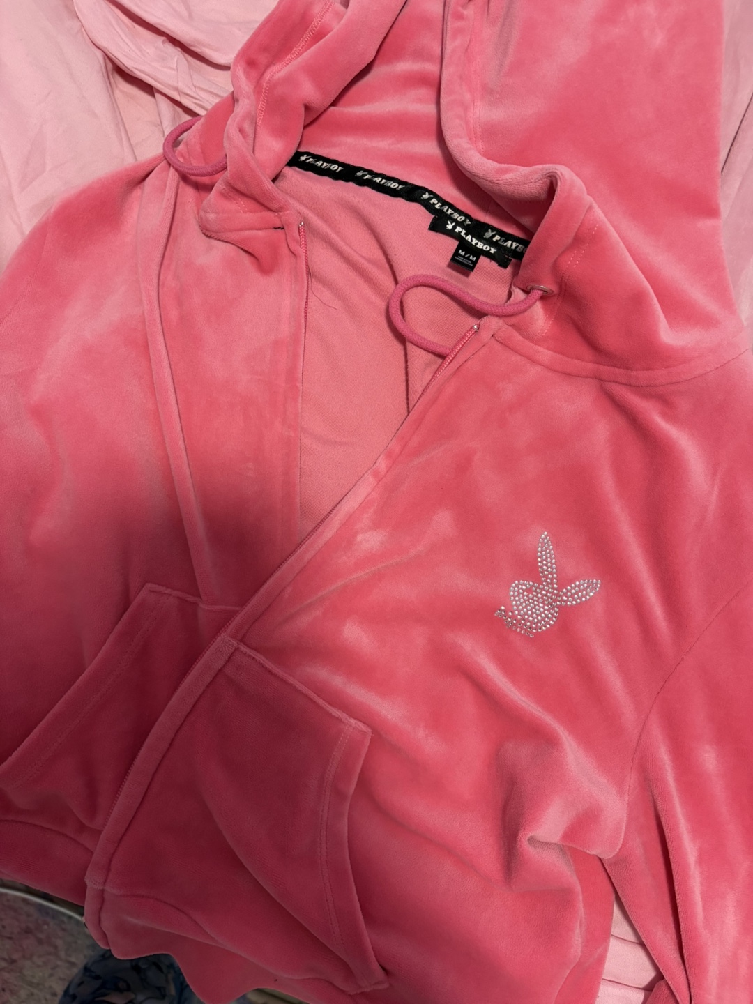 Pink Playboy Velour tracksuit