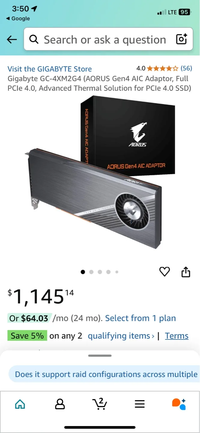 Gigabyte Aorus AIC adaptor PCIe 4.0 thumbnail