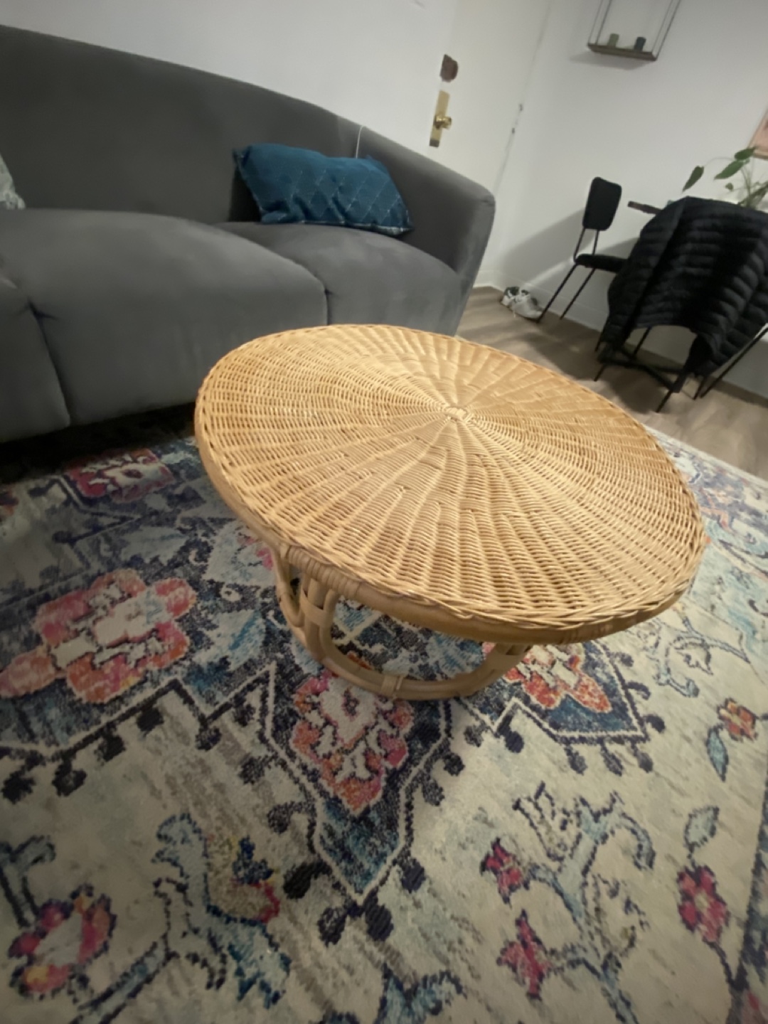 Round Rattan Coffee Table - photo 2