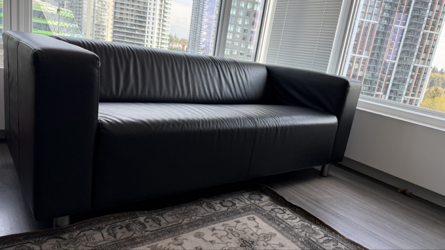 Ikea Black Leather Sofa - photo 4