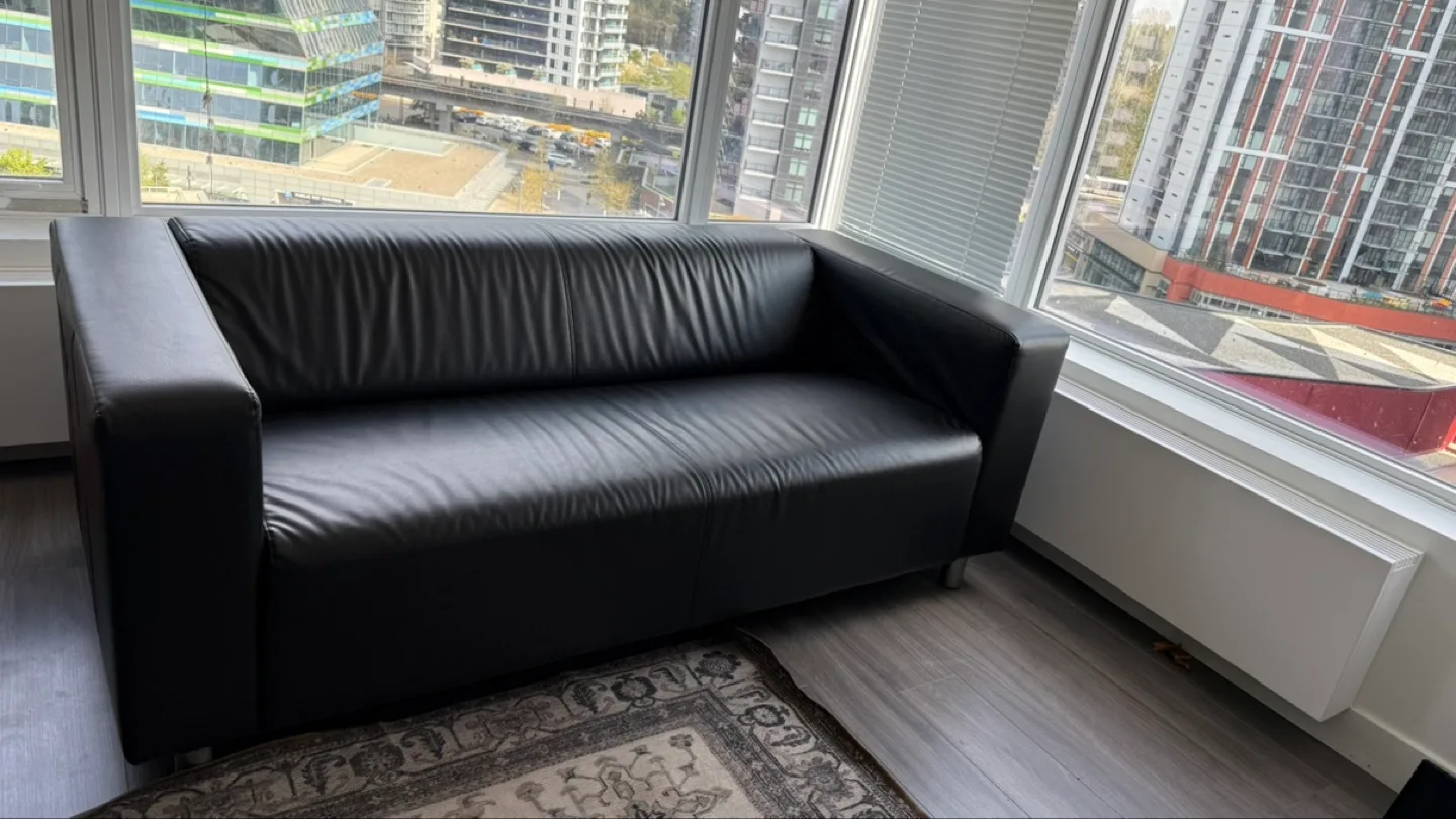 Ikea Black Leather Sofa image indicator(6)