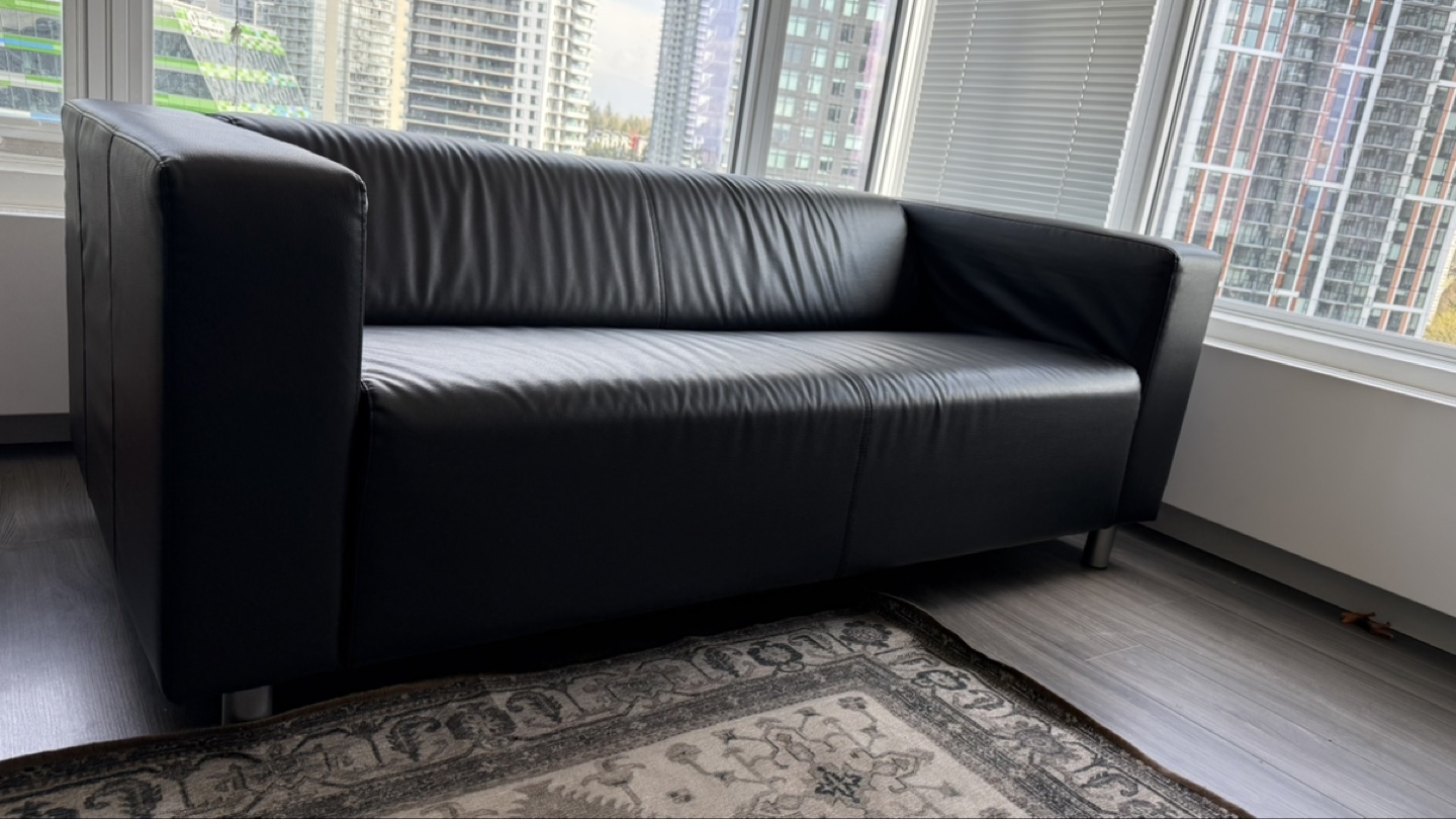 Ikea Black Leather Sofa - photo 3