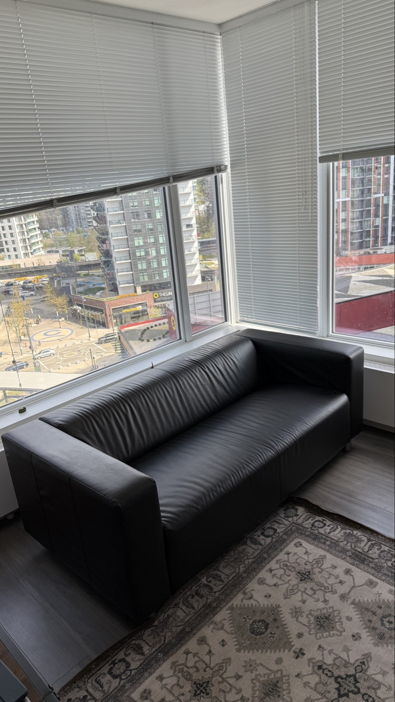 Ikea Black Leather Sofa - photo 2