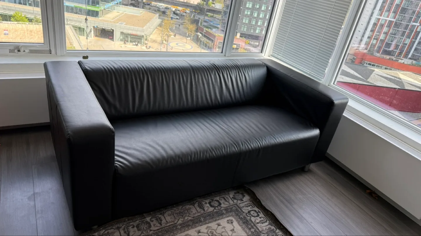 Ikea Black Leather Sofa image indicator(10)