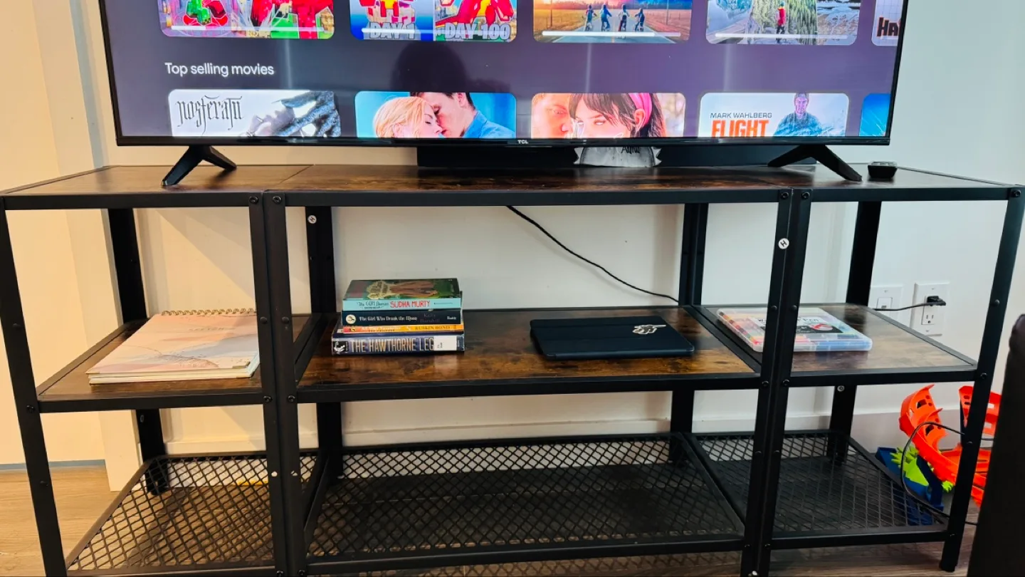 Rustic Industrial TV Stand with Shelves image indicator(5)