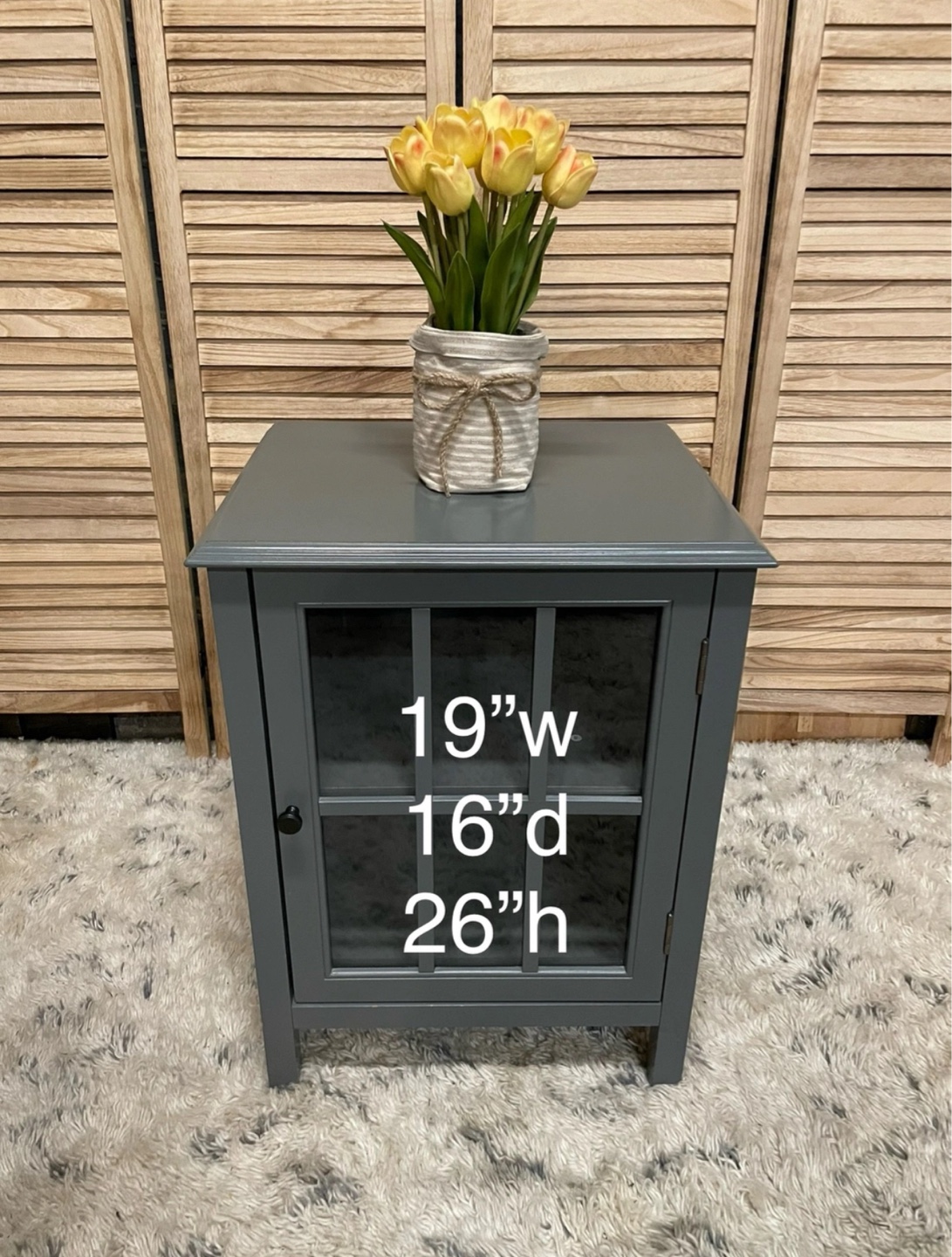 Gray Wooden End Table with Glass Door - photo 4