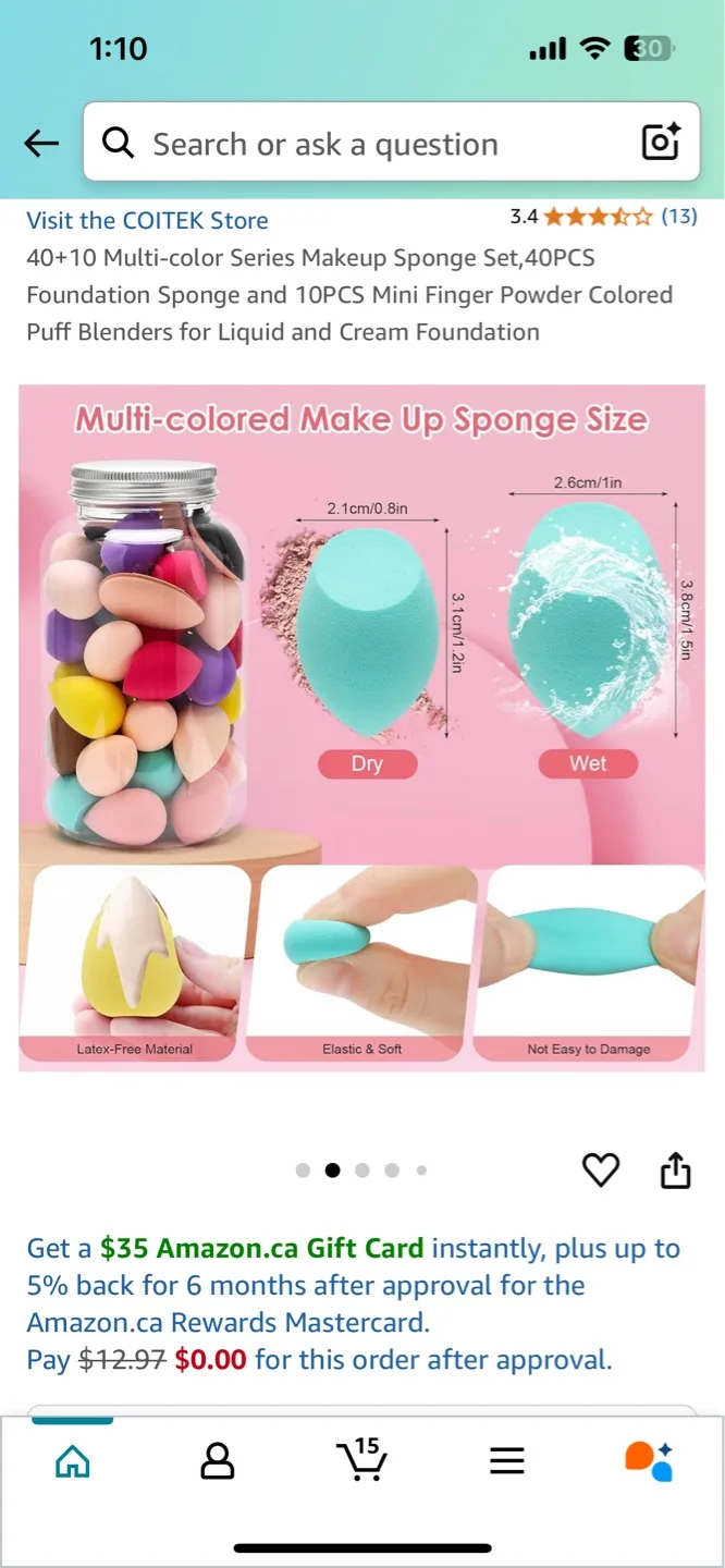 40PC Makeup Sponges & 10PC Mini Puffs image indicator(2)