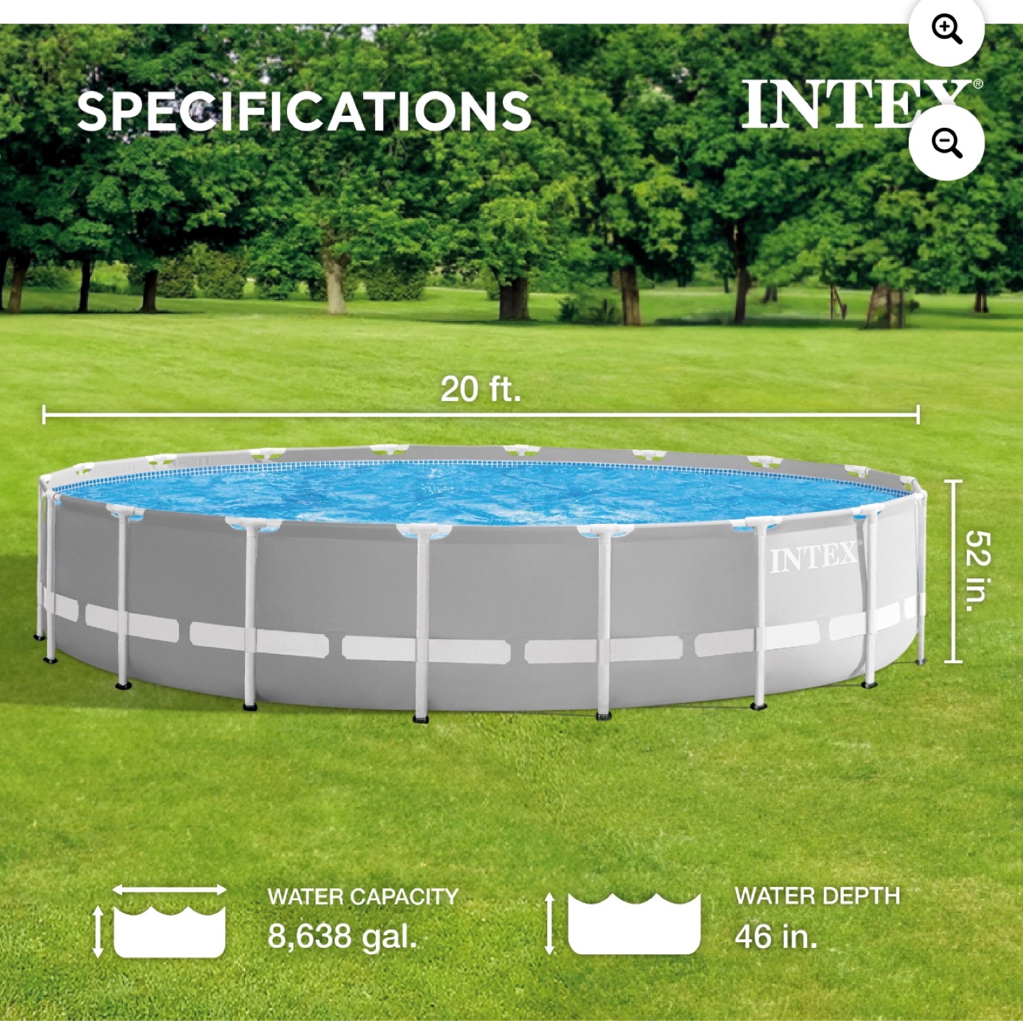 Intex 20ftx52in Prism Frame Above Ground Swimming Pool+ - photo 3