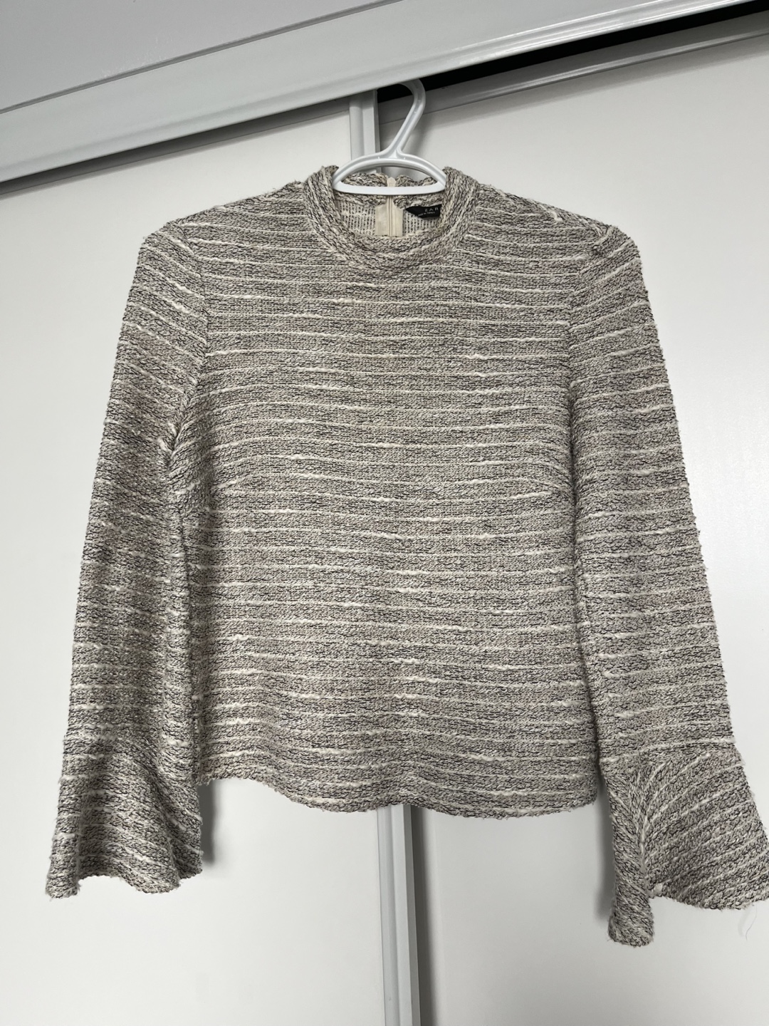 Zara Woman Mock Neck Bell Sleeve Knit Top
