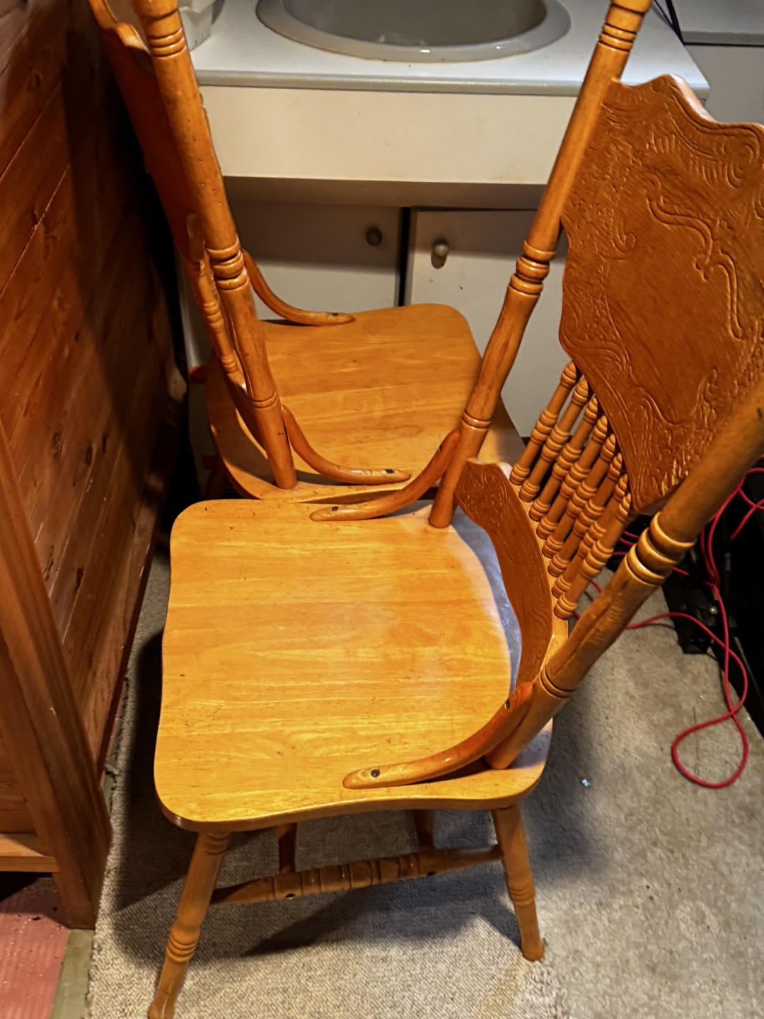 2 Antique chairs and 5 Dining table chairs