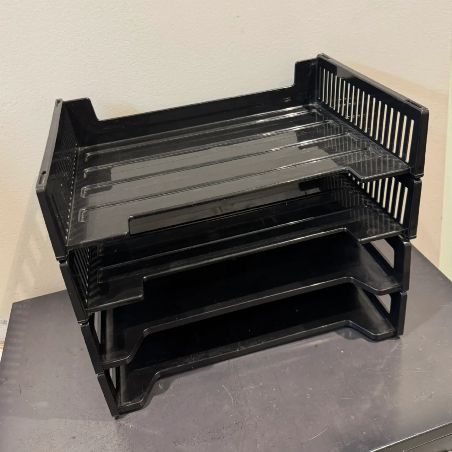 Black Plastic Stackable Desk Organiser image indicator(2)