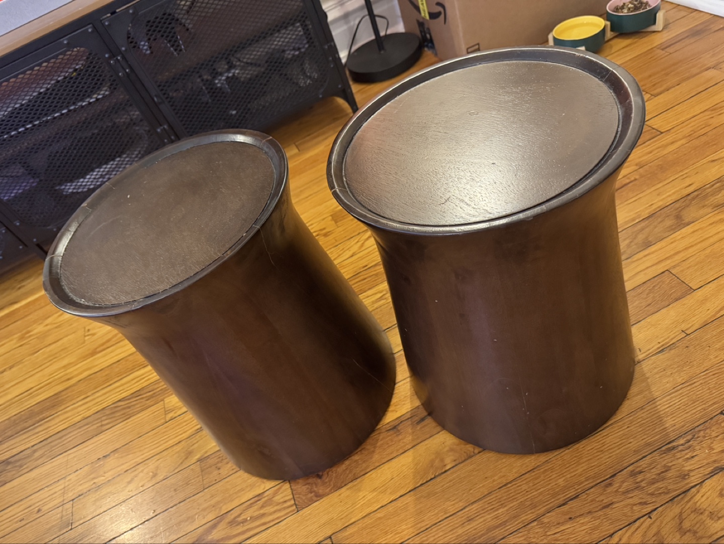 Pair of Dark Brown Wooden End Tables