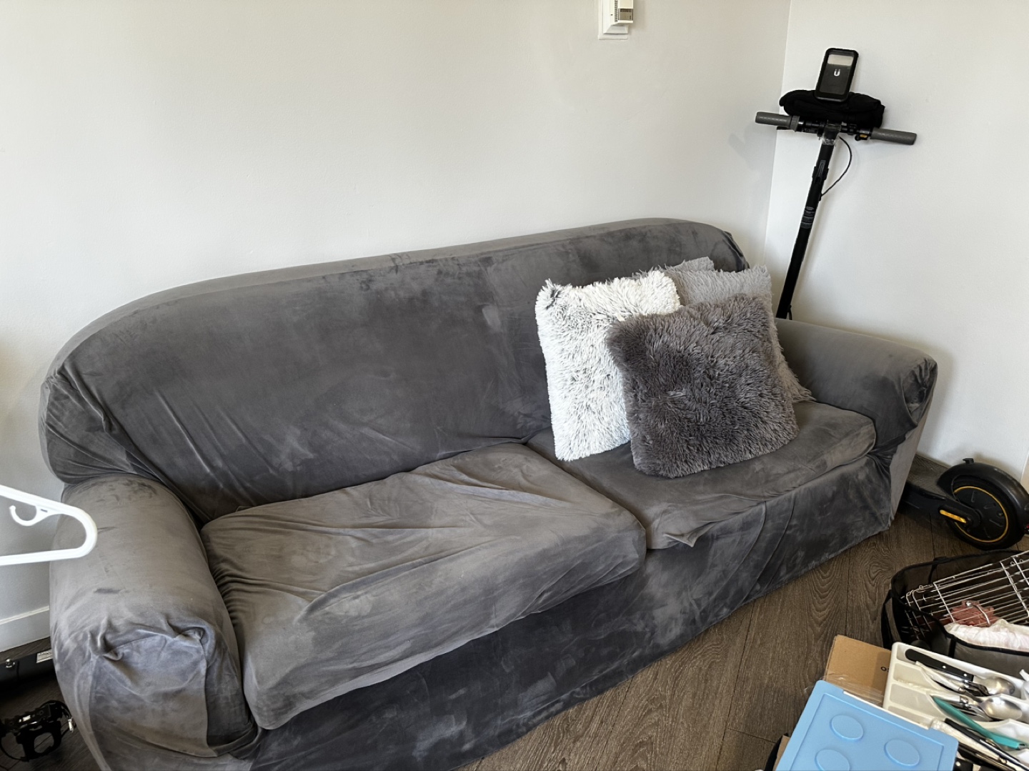 Grey Velvet Sofa - photo 2