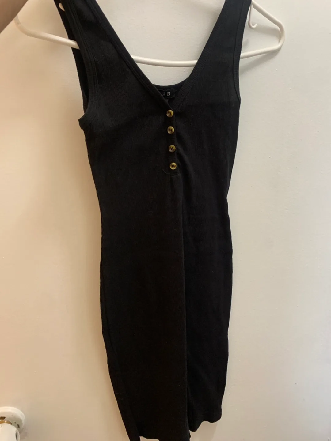 Black Ribbed Button-Up Mini Dress thumbnail