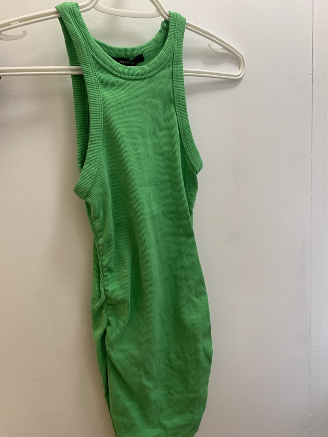 FOREVER 21 Lime Green Ribbed Mini Dress