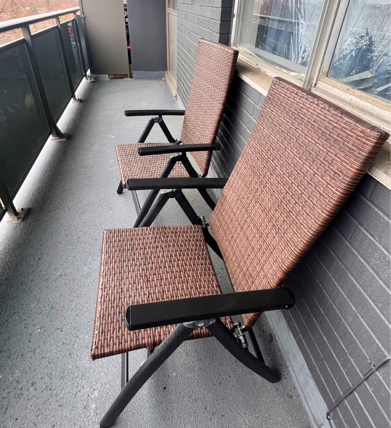 Pair of Brown Folding Wicker Chairs