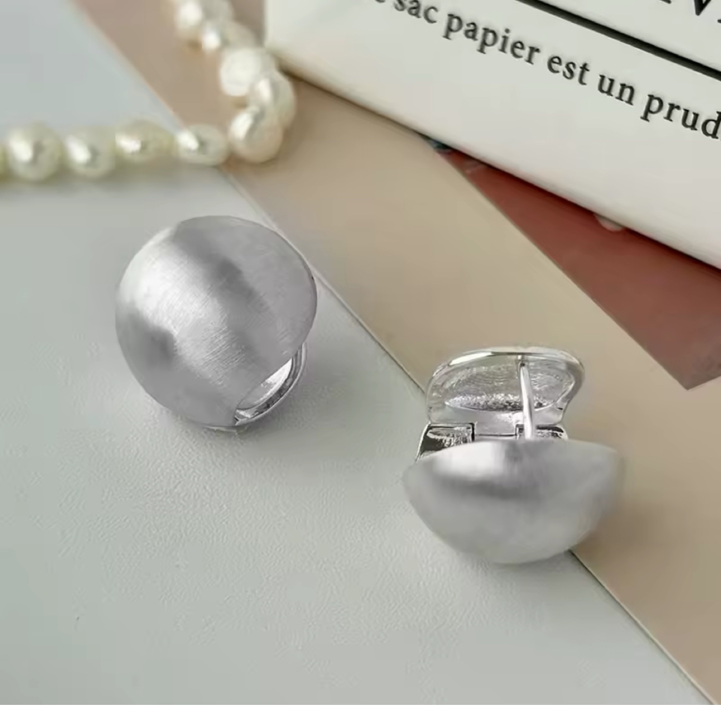 925 Sterling Silver Brushed Hoop Earrings - photo 2