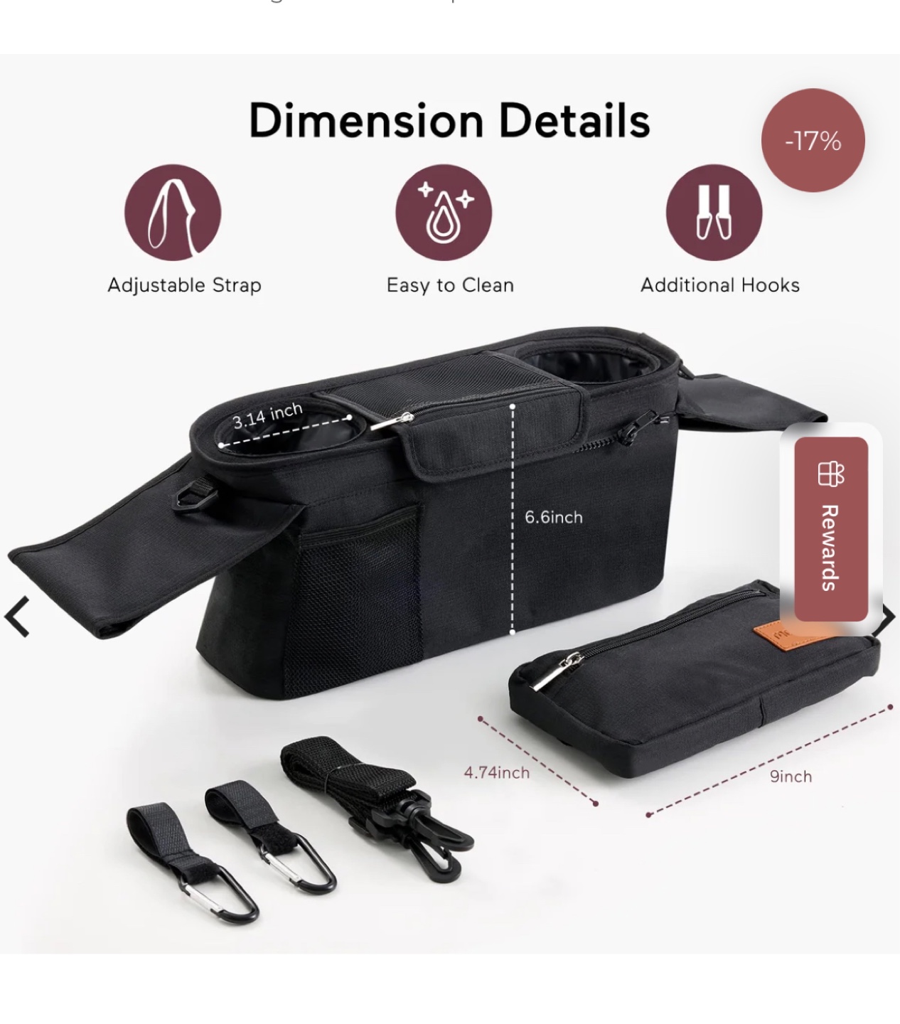 Momcozy Stroller Organizer - Black - photo 3