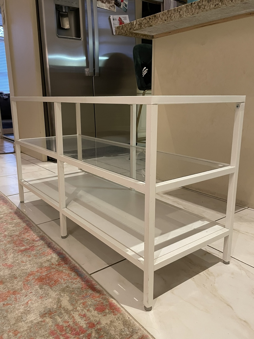White Metal and Glass Console Table - photo 2