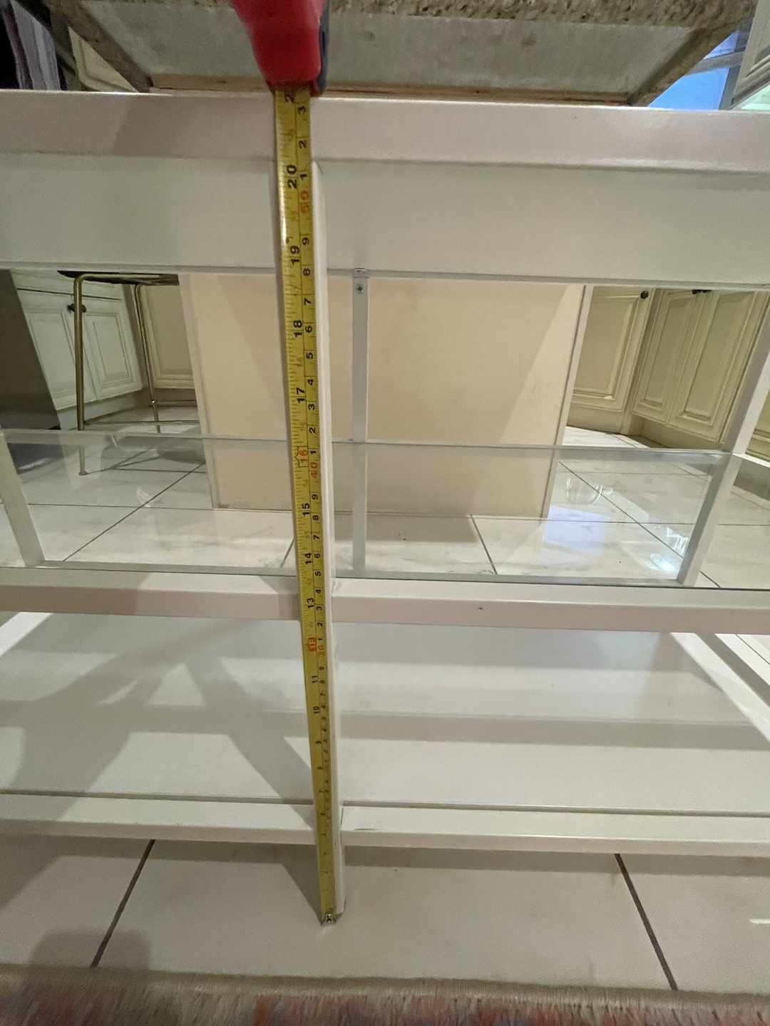 White Metal and Glass Console Table - photo 5