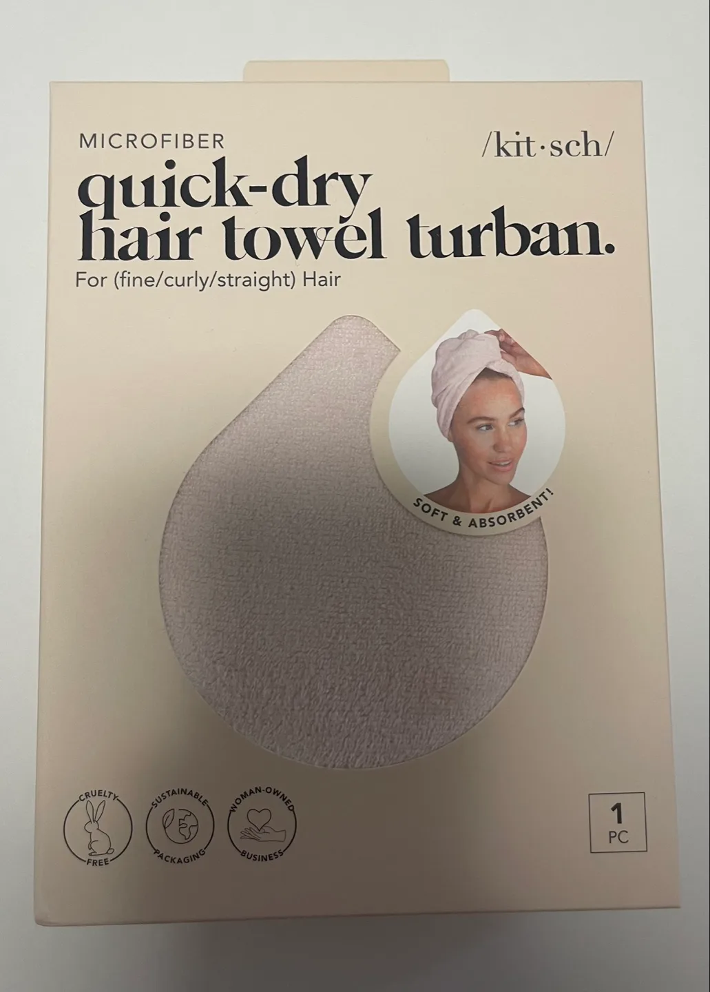Kitsch Microfiber Quick-Dry Hair Towel Turban - Blush image indicator(3)