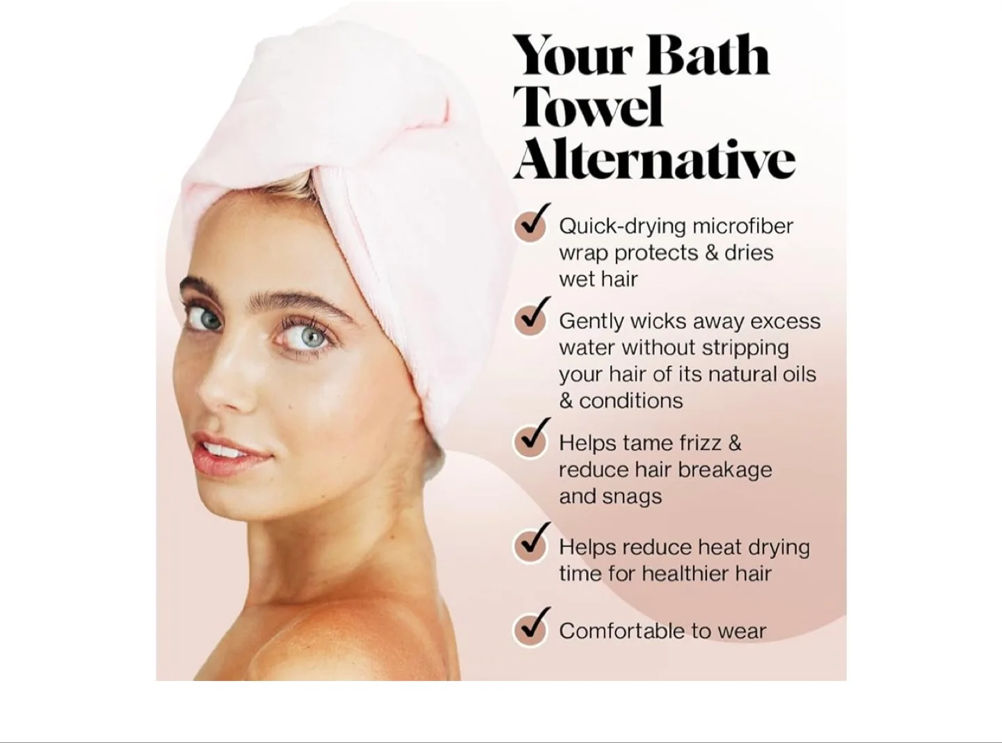 Kitsch Microfiber Quick-Dry Hair Towel Turban - Blush image indicator(6)