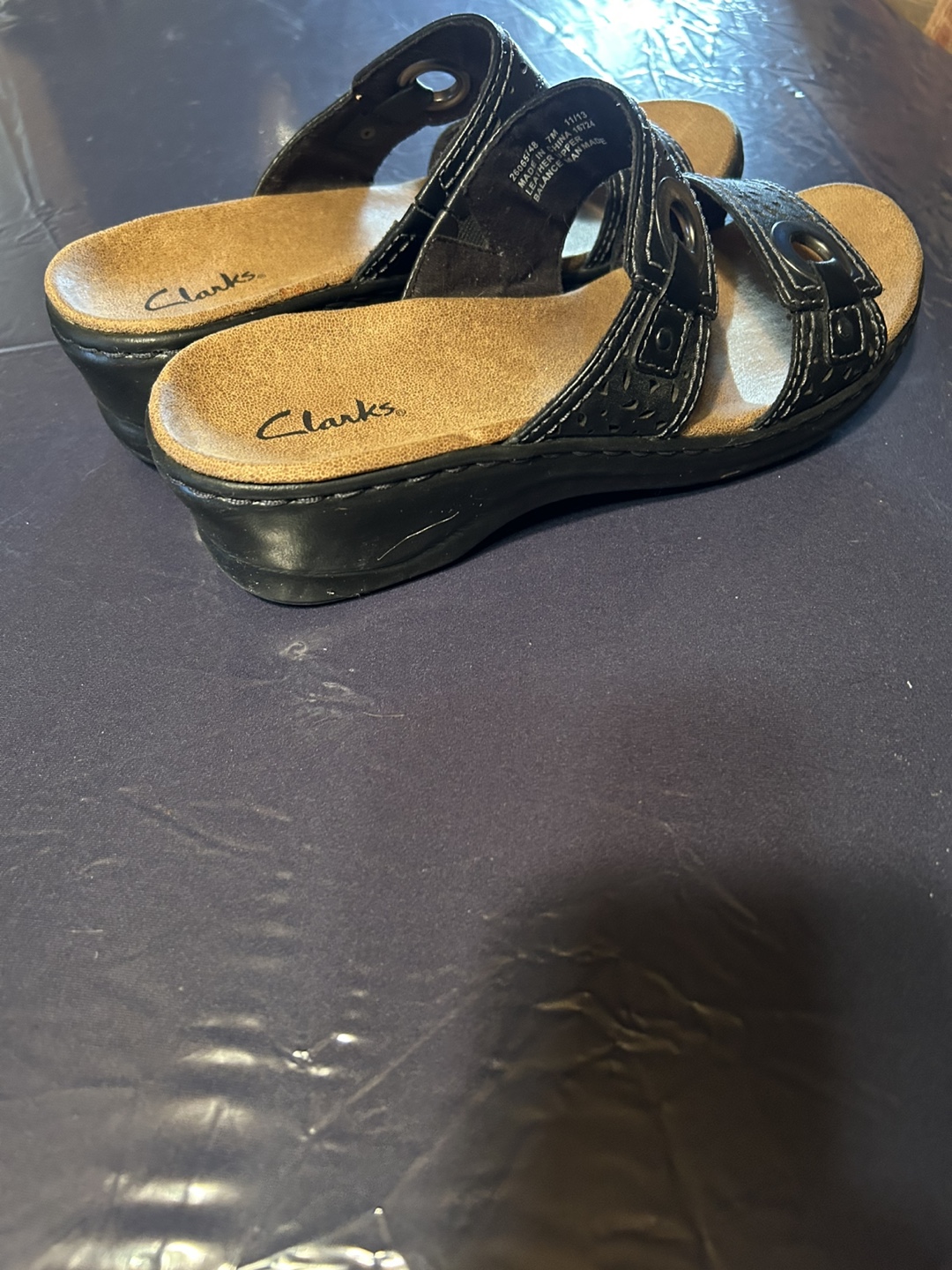 Clarks Women's Black Leather Sandals