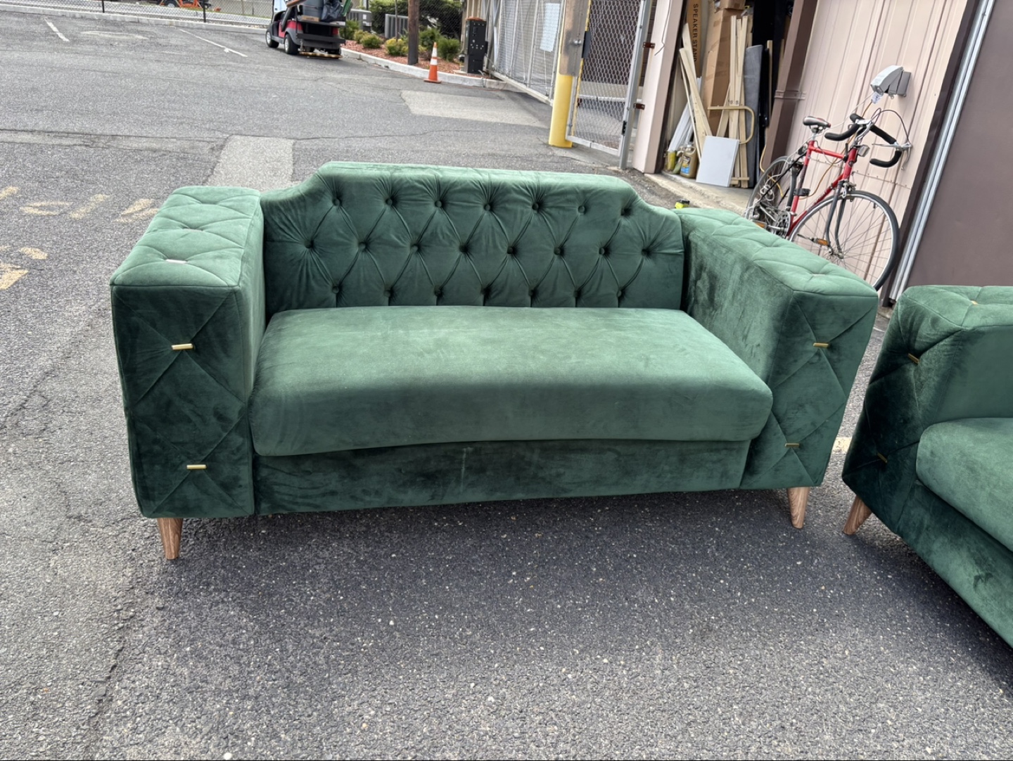 Dark Green Velvet Loveseat and Sofa Set - photo 5