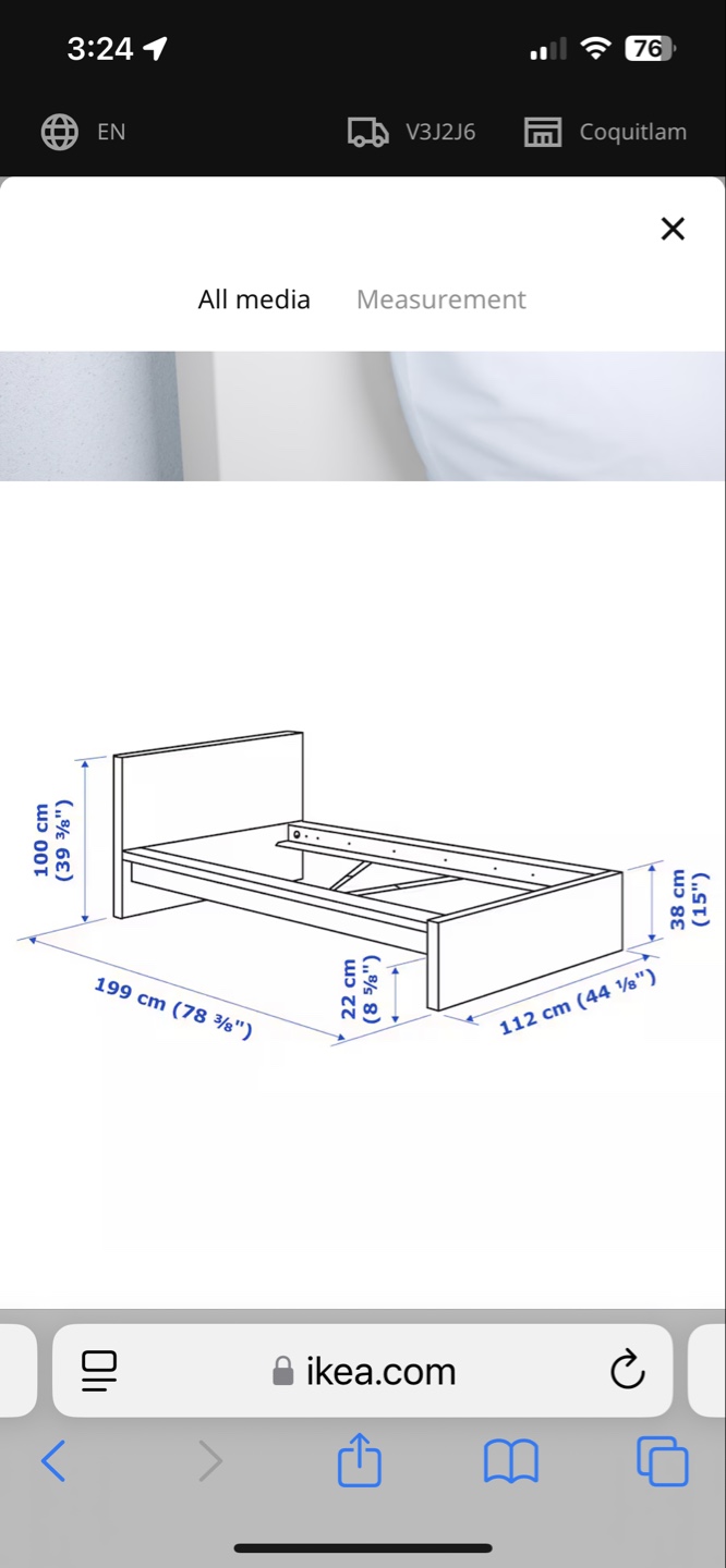 IKEA MALM Twin Bed Frame - White