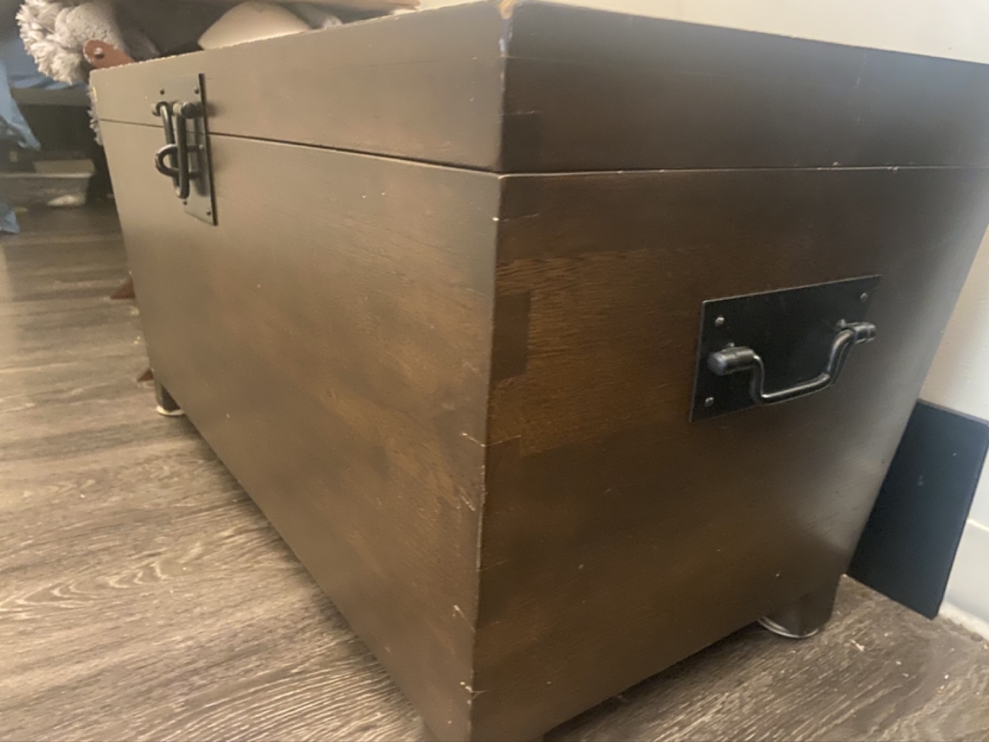 Wooden Storage Trunk with Metal Clasps - photo 2