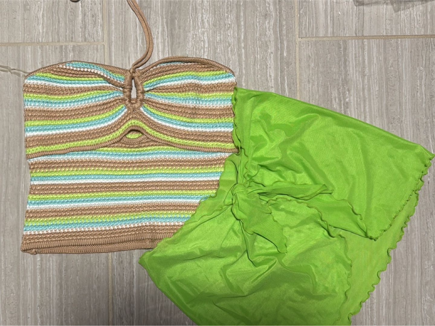 Crochet Knit Top and Lime Green coverup - photo 2