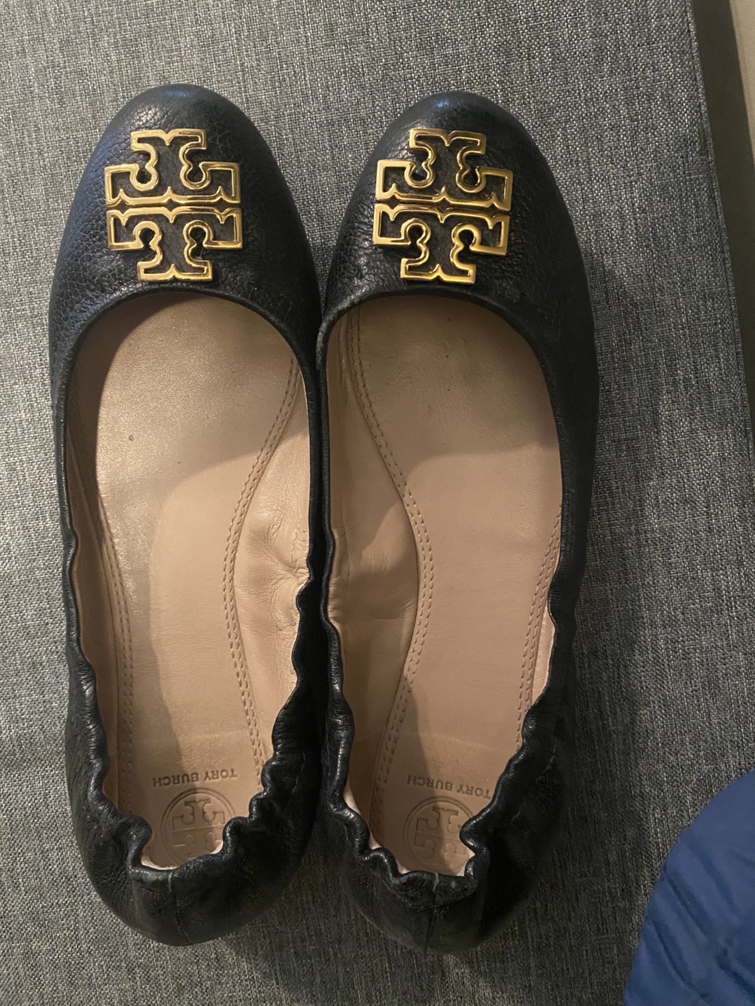 Tory Burch Black Leather Ballet Flats
