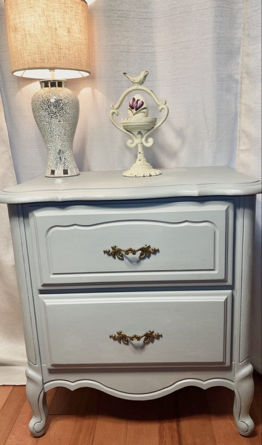 French-Style Nightstand with Floral Detail