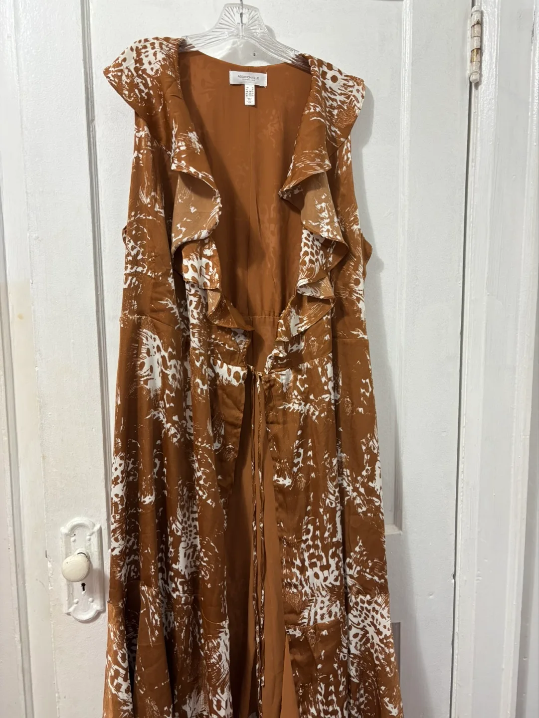 Addition Elle Brown & White Abstract Print Maxi Dress - Size 2X image indicator(2)