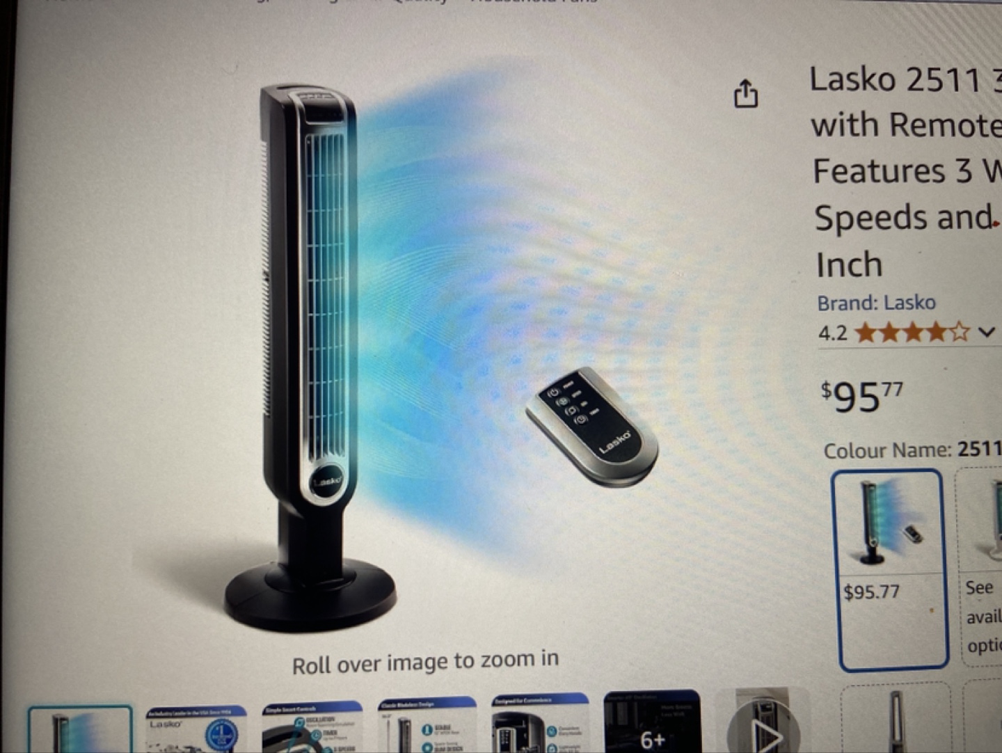 Lasko 2511 Tower Fan with Remote